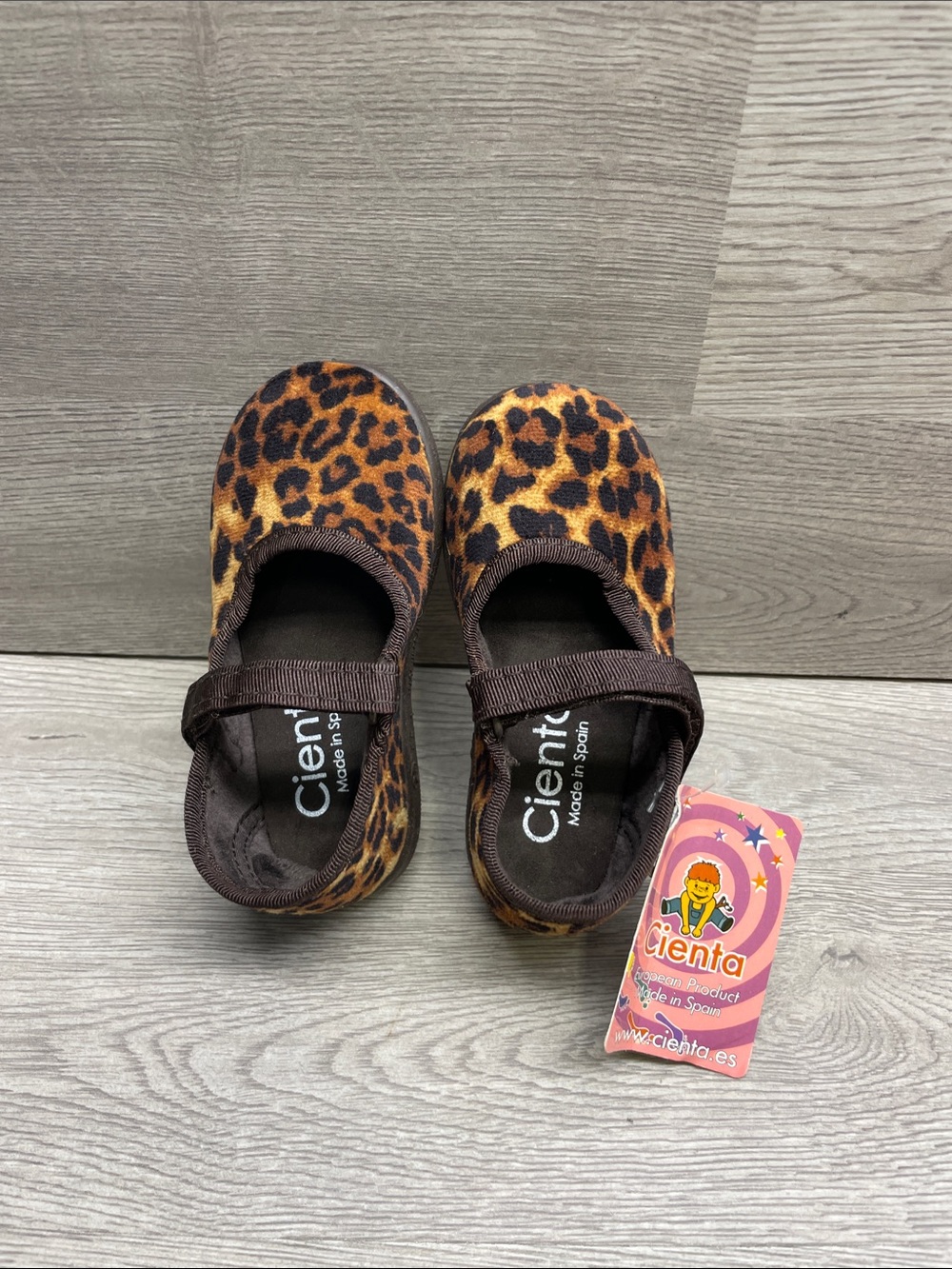 Cienta Leopard Print Mary Janes in Brown and Black #1542
